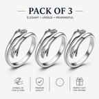Three metal hug-style rings in an open-ended adjustable design