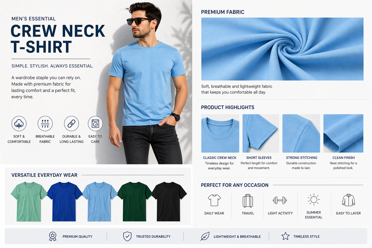 Round Neck Cotton T-Shirts with Half Sleeves - Pack of 4