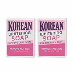 Two bars of Korean whitening soap displayed in their packaging