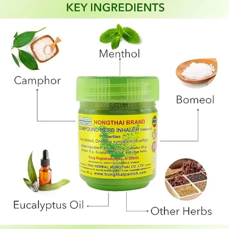 Thai Herbal Inhaler, Traditional Aromatherapy Blend, 1 Piece