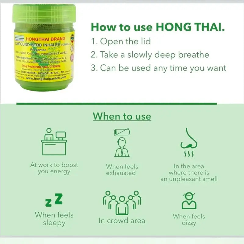 Thai Herbal Inhaler, Traditional Aromatherapy Blend, 1 Piece