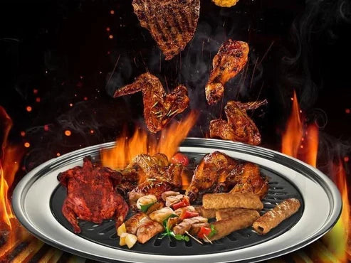 Stainless steel smokeless indoor barbeque grill for gas stove