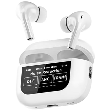 Smart Touchscreen Bluetooth 5.4 Earbuds with ANC and Full-Color Display Charging Case