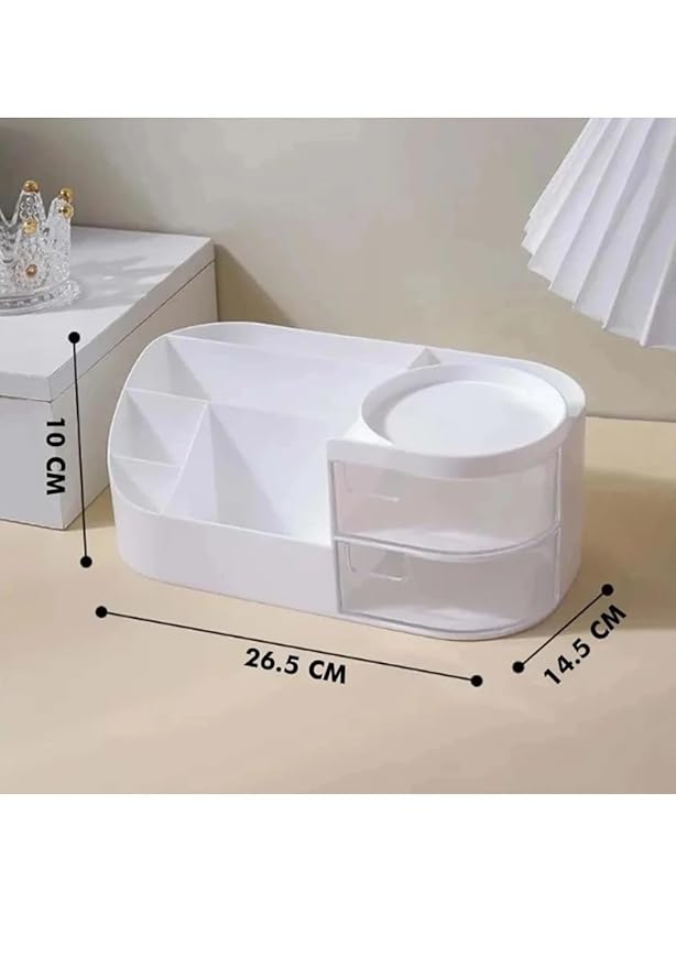 360-Degree Rotating Dressing Table Cosmetic Storage Organizer, plastic