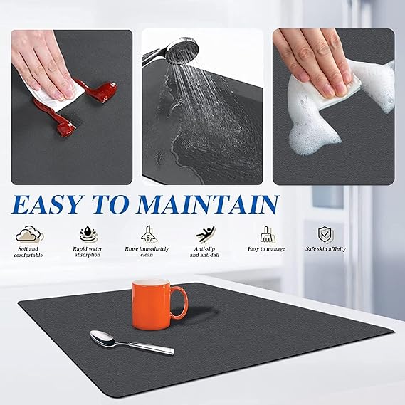 Absorbent Kitchen Drying Mat – Quick-Dry and Anti-Stain Mat PACK, pack of 2