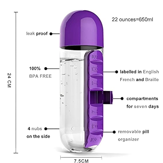 Pill Organizer Bottle with Built-in Daily Compartments
