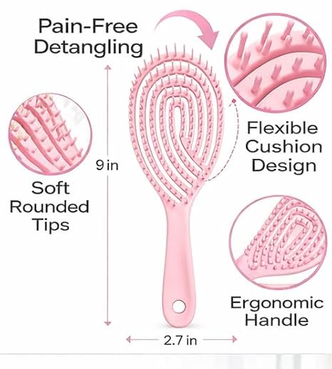 Hair Brush with 3D Hollow Design, Detangling for Wet or Dry Hair