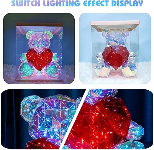 Glowing Teddy Bear LED Galaxy Heart Night Light