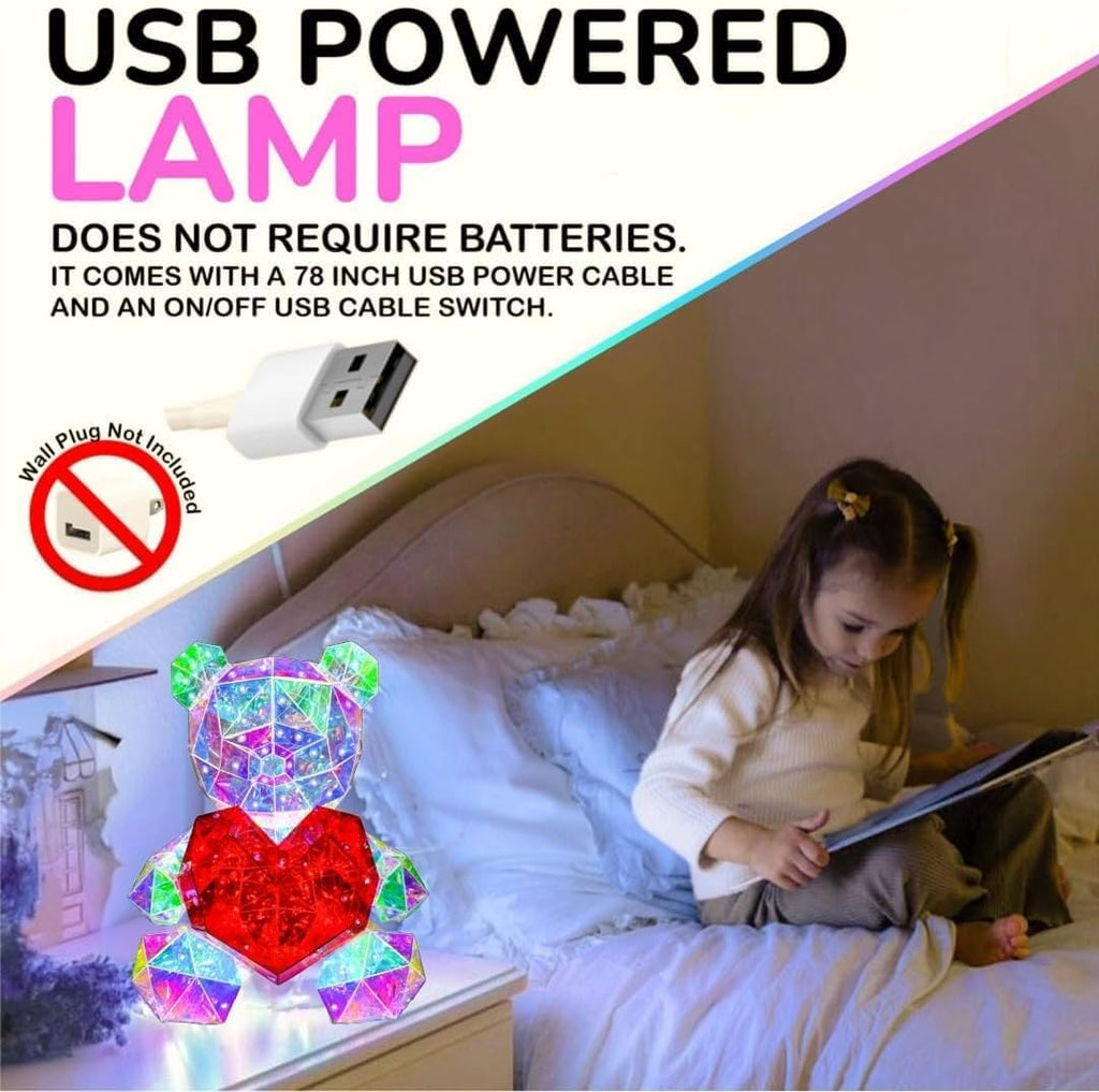 Glowing Teddy Bear LED Galaxy Heart Night Light