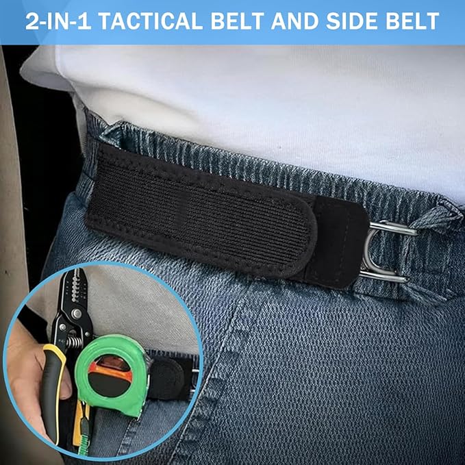 Buckleless Tactical Elastic Belt with Metal Hook Closure - Pack of 2