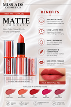 Matte Lipstick MAML52 Velvet Finish High-Pigment Formula