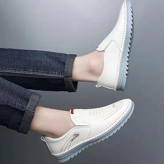 Faux Leather Men's Loafers - Lightweight Non-Slip Slip-On Shoes
