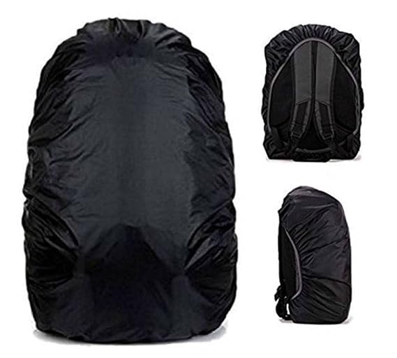 Trekking Bag Cover Waterproof - Adjustable with Pouch (Black)