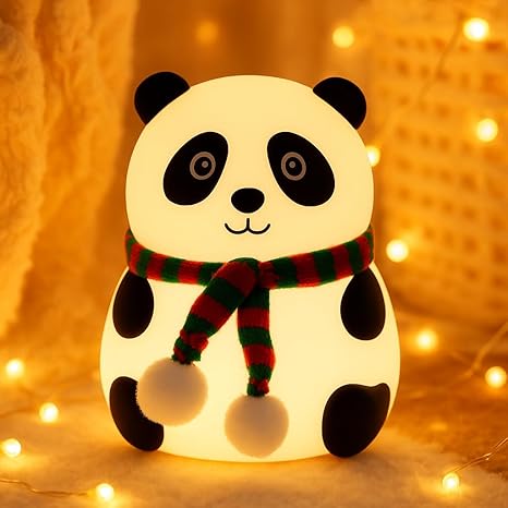 Panda-shaped soft silicone LED lamp for kids nursery bedroom
