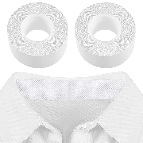 Close up of self-adhesive white collar protector sweat pads for shirts