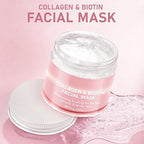 Two 50g jars of Biotin Collagen Day and Night Mask skincare cream