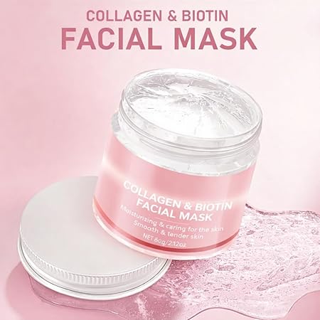 Two 50g jars of Biotin Collagen Day and Night Mask skincare cream