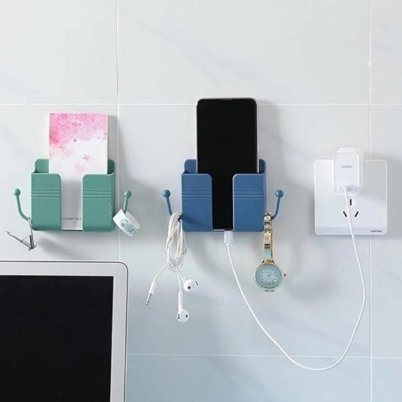 Pack of 2 Wall Mount Self-Adhesive Mobile and Remote Control Holder