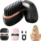 Capsule shaped cordless hair straightening brush with ceramic bristles