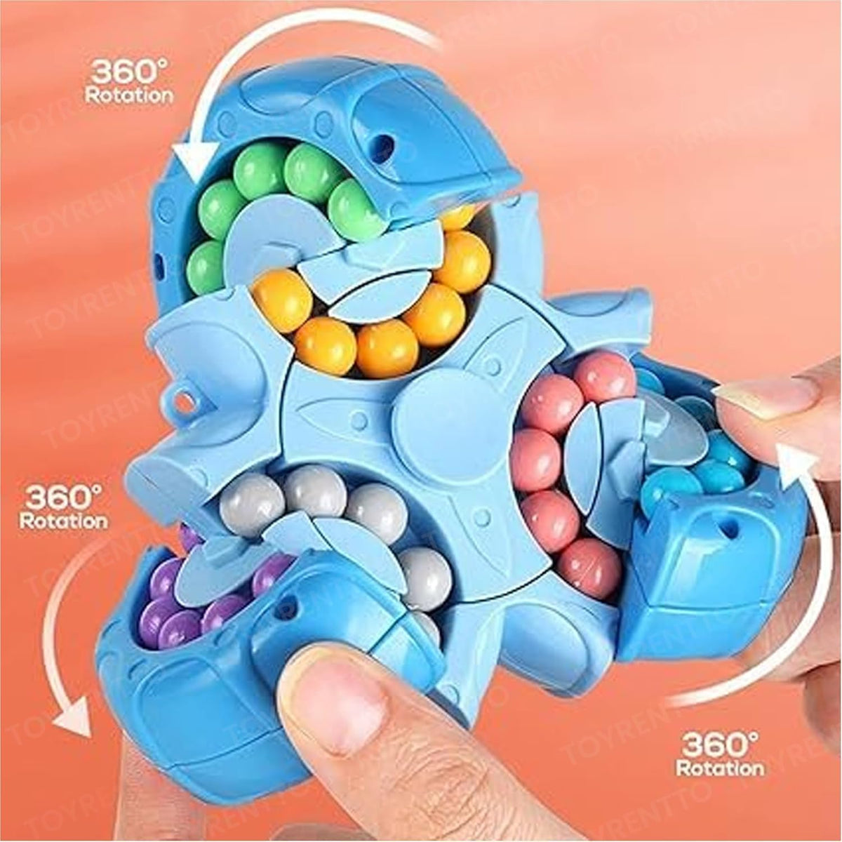 Magic Bean Rotating Cube Toy – 2-in-1 Spinner & Bead Puzzle Fidget Toy for Kids & Adults
