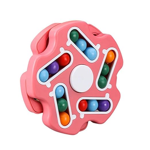 Multicolor magic bean cube spinner fidget toy held in hand