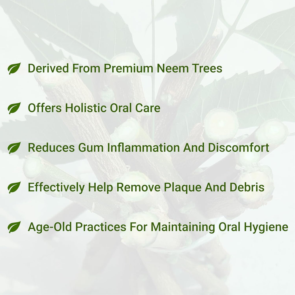 Neem Datun Sticks for Teeth - 100% Organic Neem Twigs (Pack of 20)