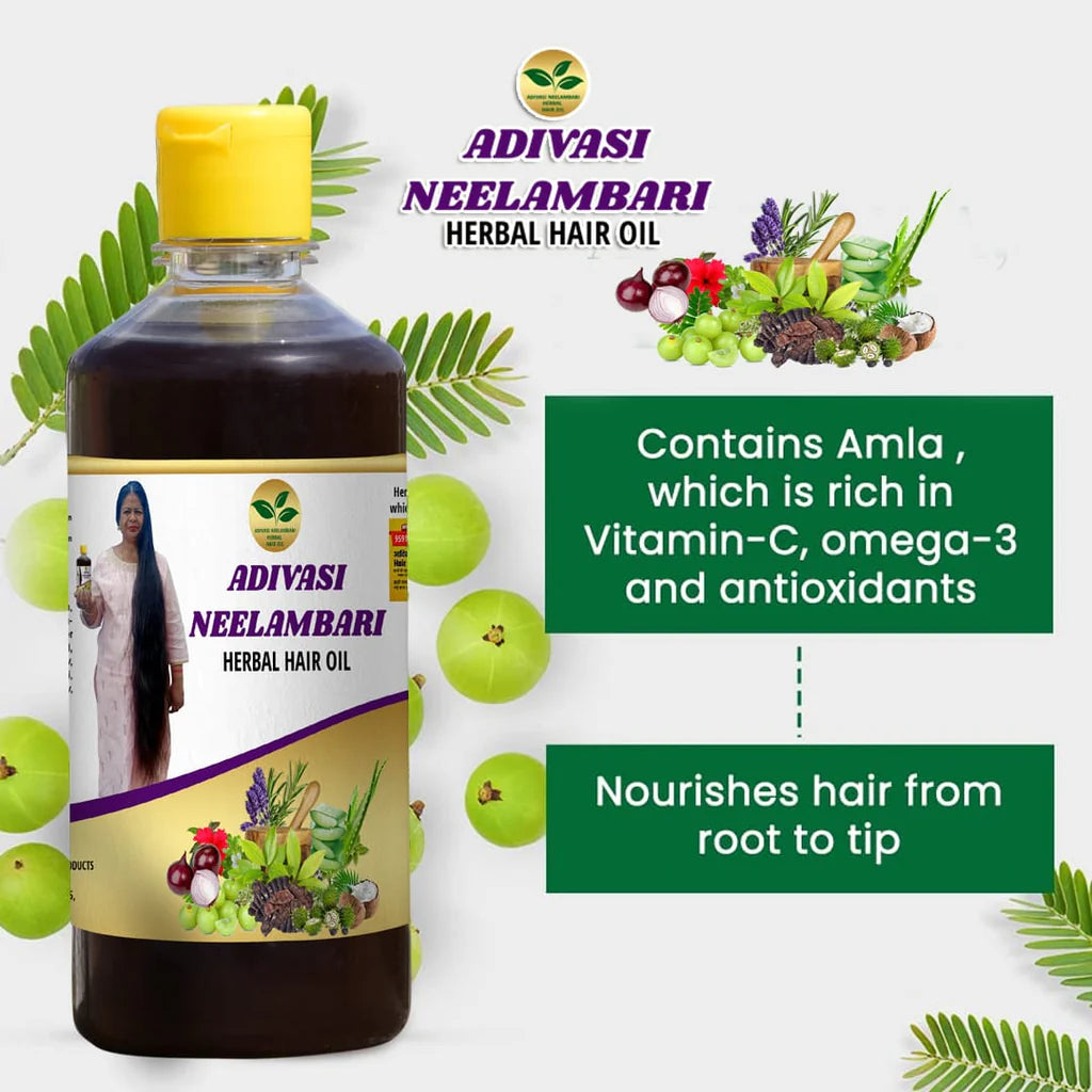 Adivasi Neelambari Herbal Hair Oil, forest-sourced herbal blend, 100ml