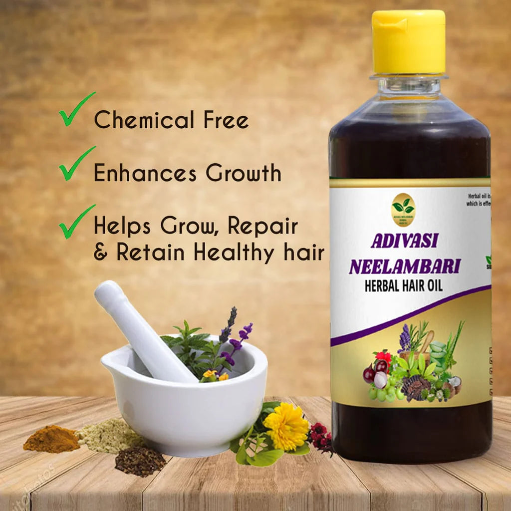 Adivasi Neelambari Herbal Hair Oil, forest-sourced herbal blend, 100ml