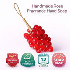 Grape shaped hand soap hanging by a natural jute rope