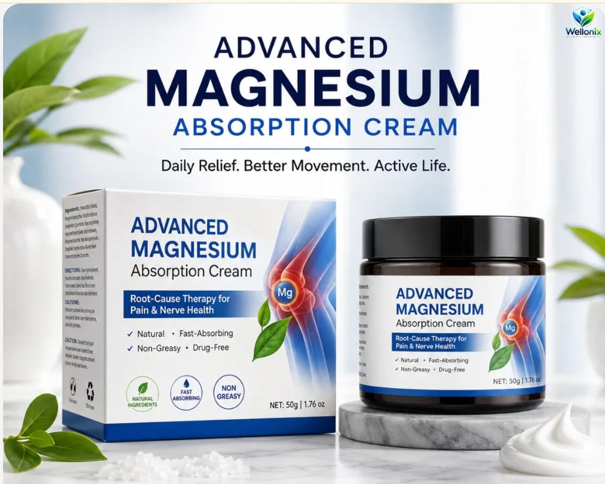 A container of Advanced Magnesium Pain Relief Cream