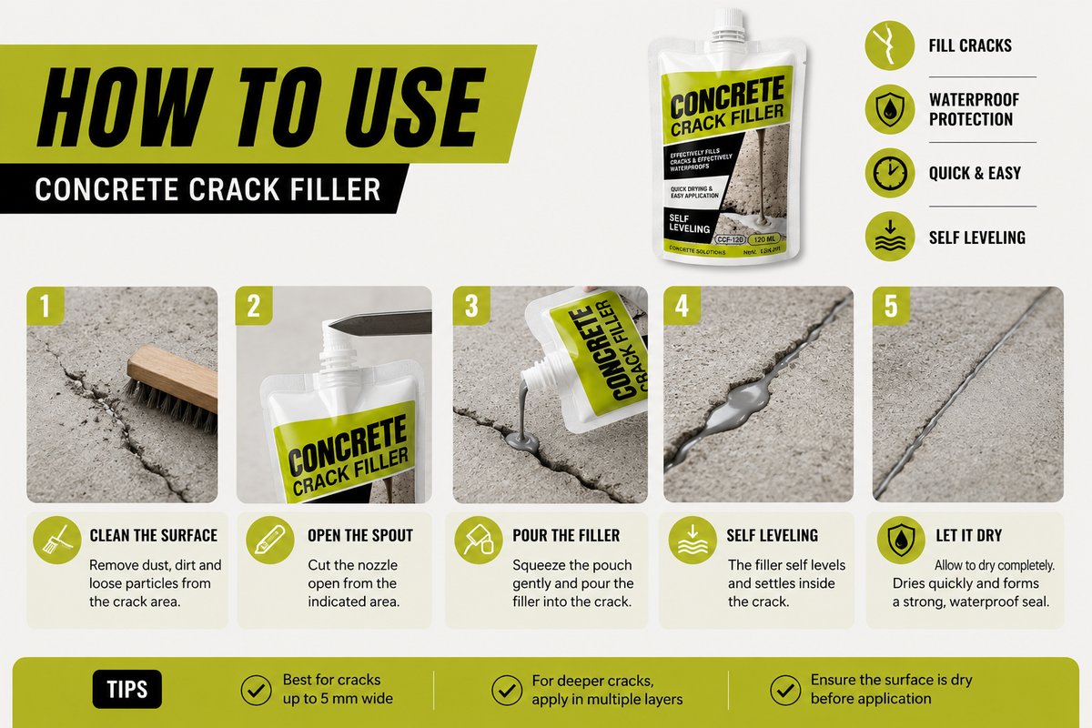 Concrete Crack Filler for Masonry Repairs, Pack of 1