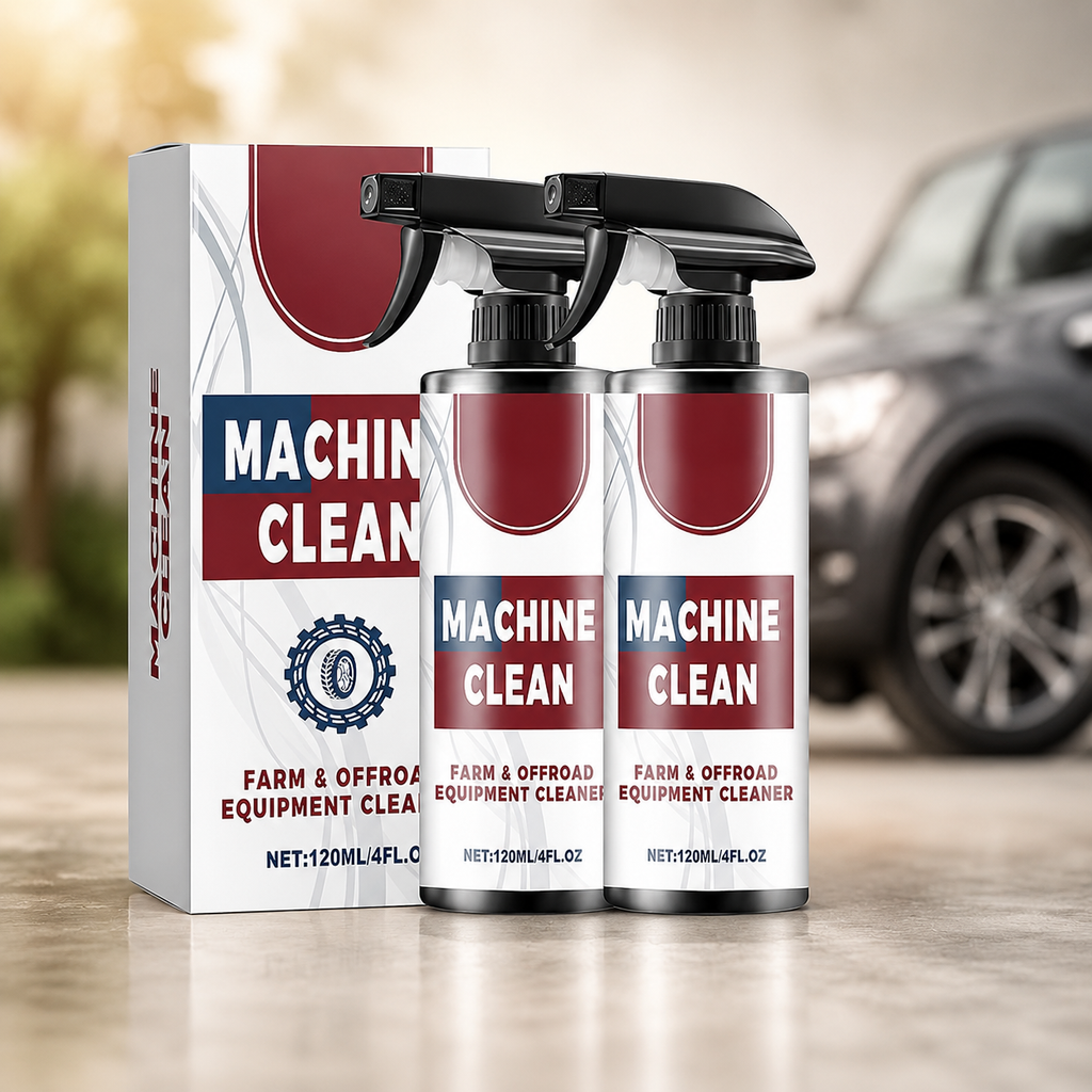 Two bottles of machine cleaning spray for washing machines