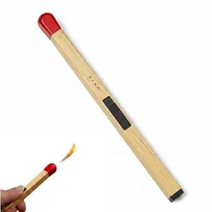 A giant matchstick-shaped refillable butane gas lighter on a plain background