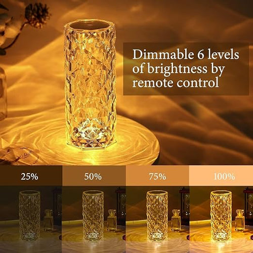 16 Color Changing Rose Crystal Diamond Table Lamp with Remote