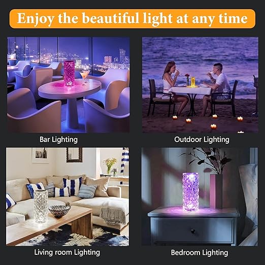 16 Color Changing Rose Crystal Diamond Table Lamp with Remote