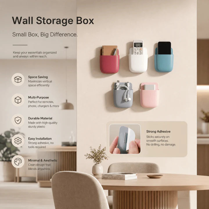 Wall Mounted Storage Organizers for Remote Controls and Phones - Pack of 4