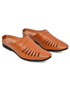 Men's Tan Slip-On Casual Comfort Loafers with Cut-Out Design