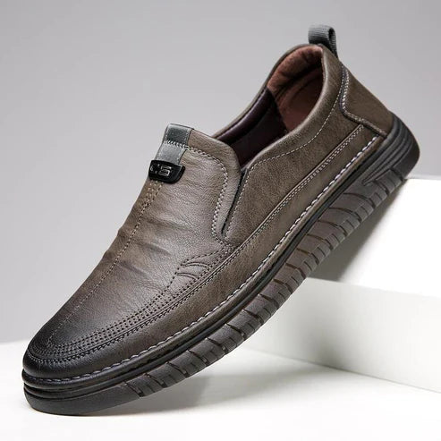 Polished Slip-On Walkers with Cushioned Insole and Synthetic Leather Finish