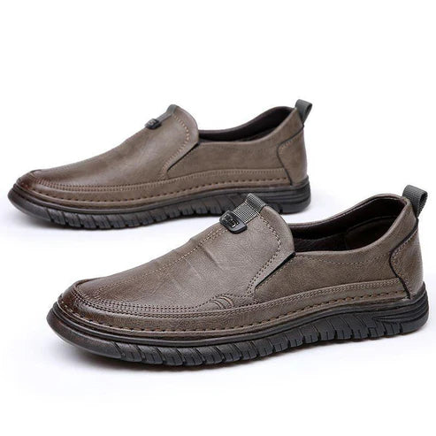Polished Slip-On Walkers with Cushioned Insole and Synthetic Leather Finish