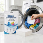 A stack of white color catcher sheets for laundry use