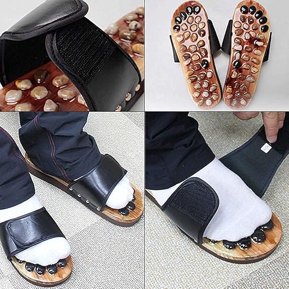 Acupressure Natural Stone Reflexology Slippers with Adjustable Strap