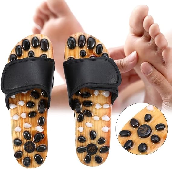 Acupressure Natural Stone Reflexology Slippers with Adjustable Strap