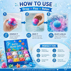 Kids Bath Bomb Gift Set - Assorted Pack of 3 Effervescent Bath Fizzies
