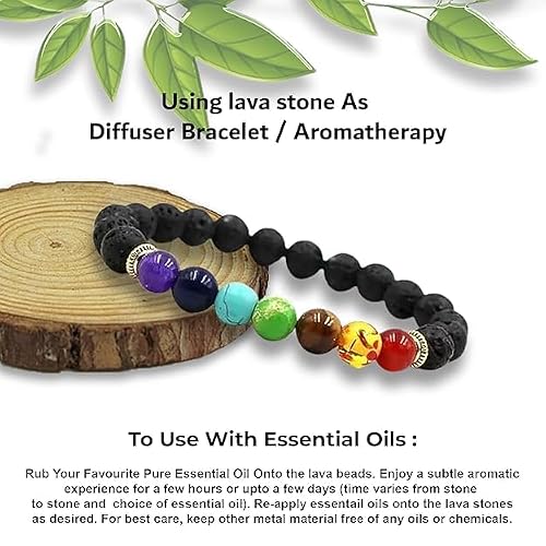 7 Chakra Bracelet with Natural Lava Stone Beads for Essential Oil Diffusion