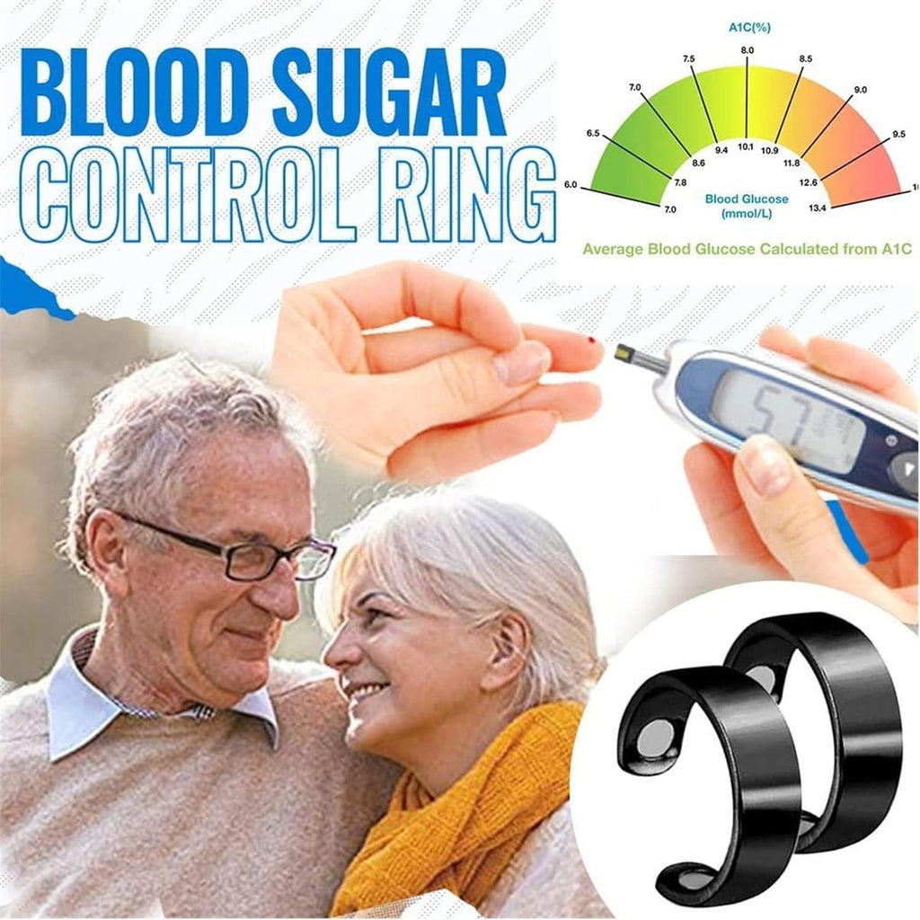 Two adjustable metal magnetic acupressure rings for finger wellness