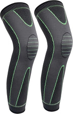 One pair of black compression knee and calf support sleeves