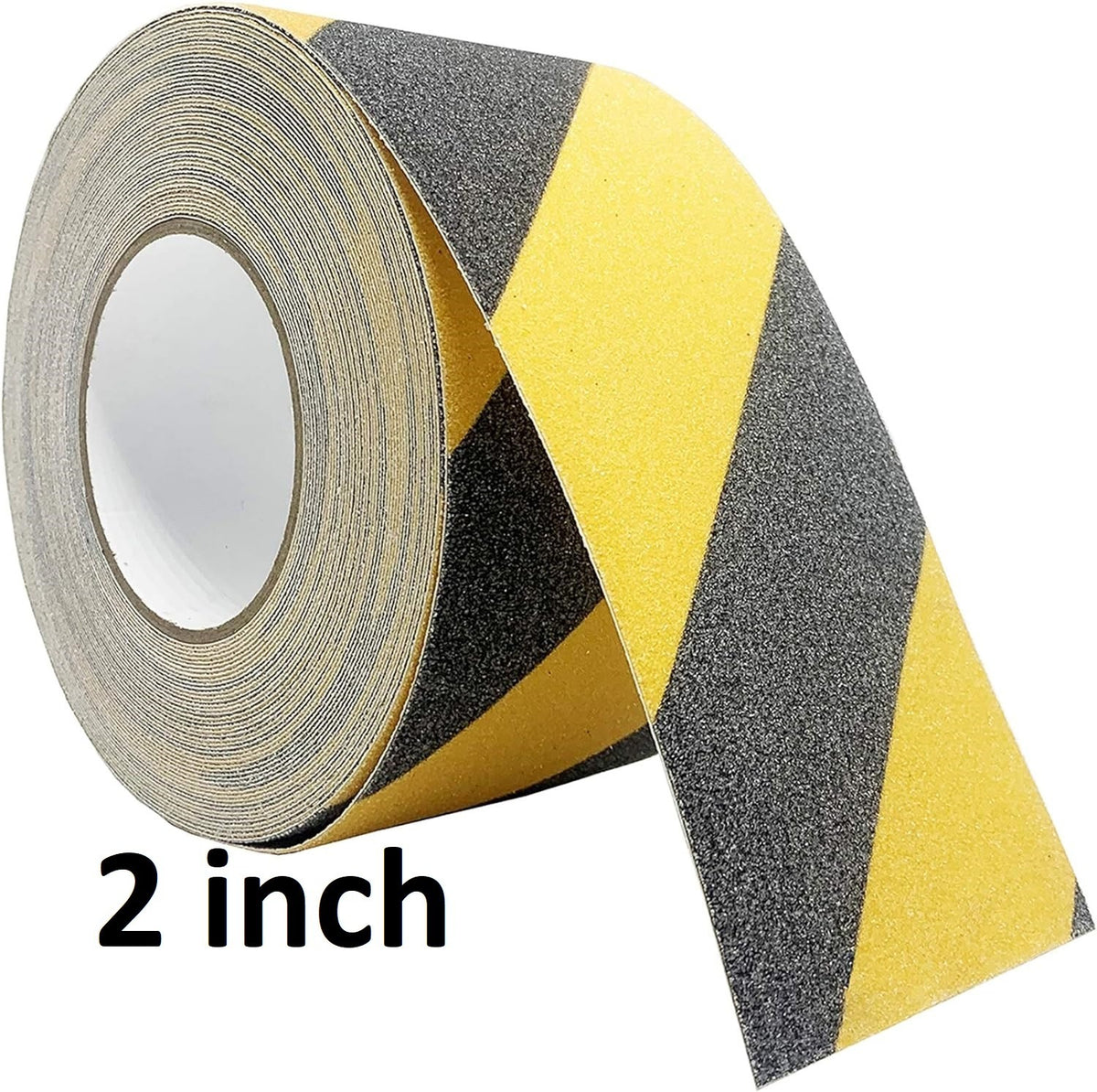 Close up of black high-friction anti-slip grip tape applied to a step