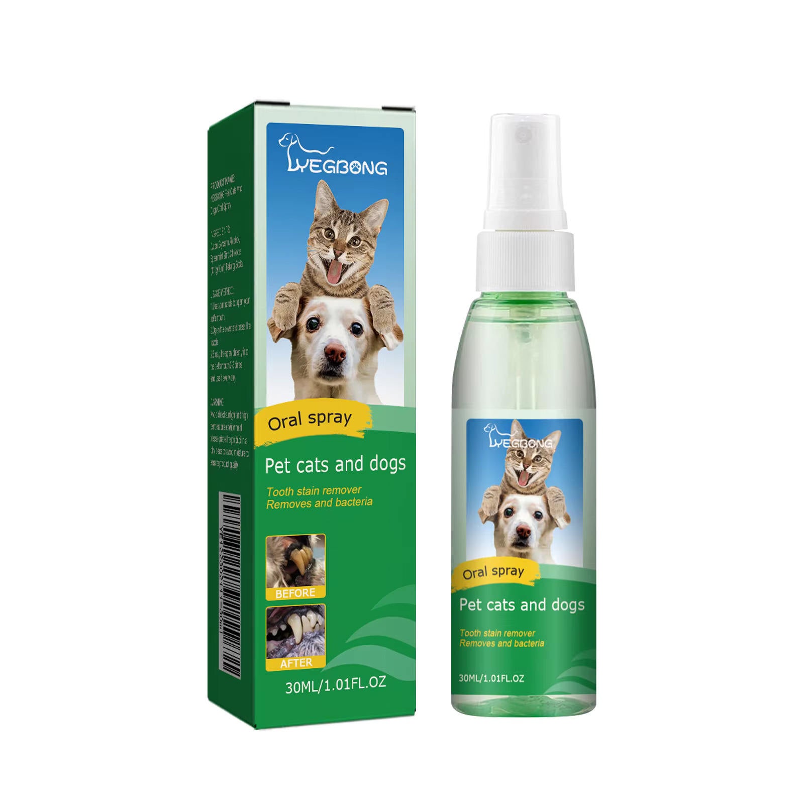 Two 50 ml bottles of pet oral spray for dogs and cats