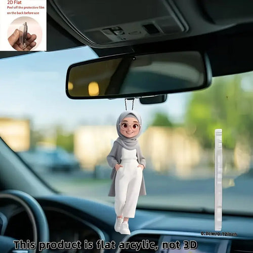 2D flat acrylic hanging pendant for car rearview mirror installation