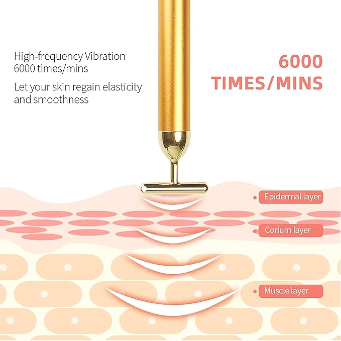 Hanglow 24K Gold Energy Electric Facial Massage Roller, gold-plated metal alloy